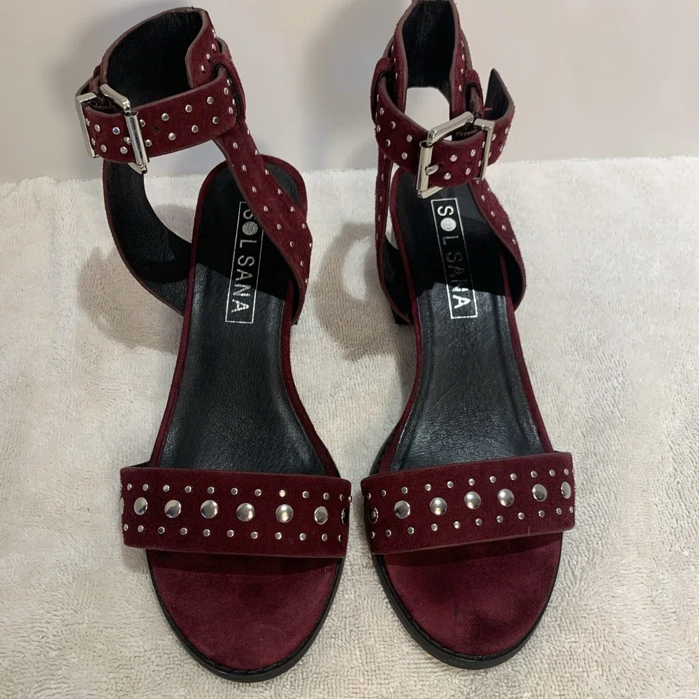 Sol Sana Purple Studded Chunky Heels Women's Size‎ Euro 38 - US 7.5